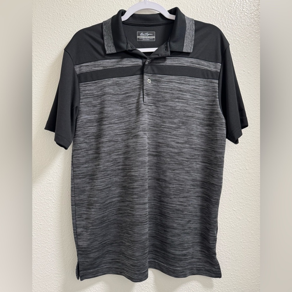 Ben Hogan Performance Golf Polo Short Sleeve Shirt Button Black Mens Medium